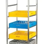 Geidervogn for oppvaskkurver Plass til 7 stk oppvaskkurver 50x50 cm