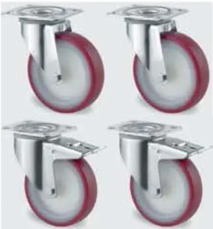 Hjulsett til kjøle og frysebenker. 4stk Høyde 128mm Varenr:90013091